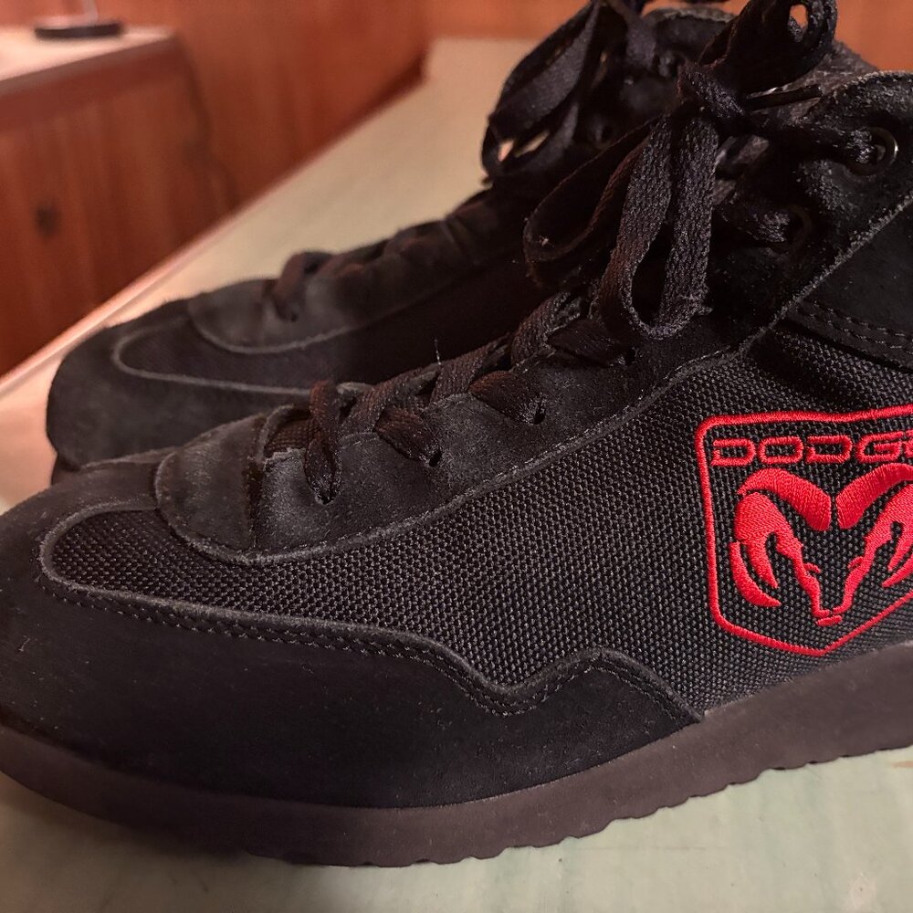Vintage Mens Dodge Fastlane Moto Racing Mid Top Black Sneakers Size 10